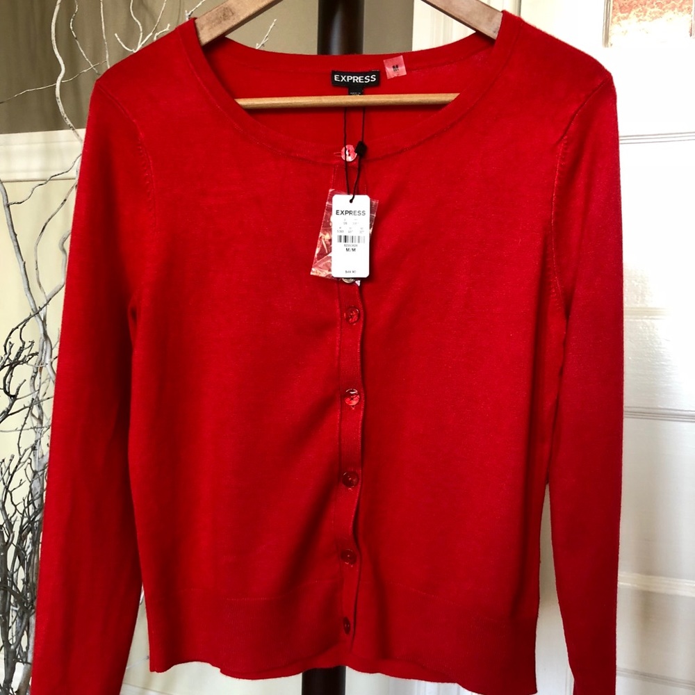 NWT Express knit cardi in poppy red